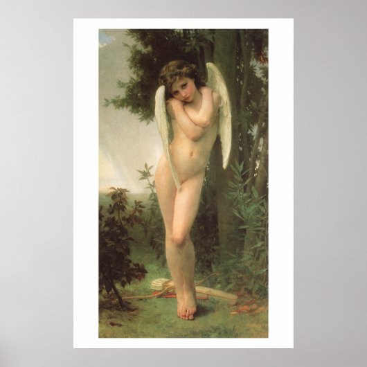 Cupido (Cupidon) engel portret door Bouguereau Poster (Voorkant)