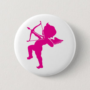 Cupido - de Boog en de Pijl van de Hete Roze Ronde Button 5,7 Cm