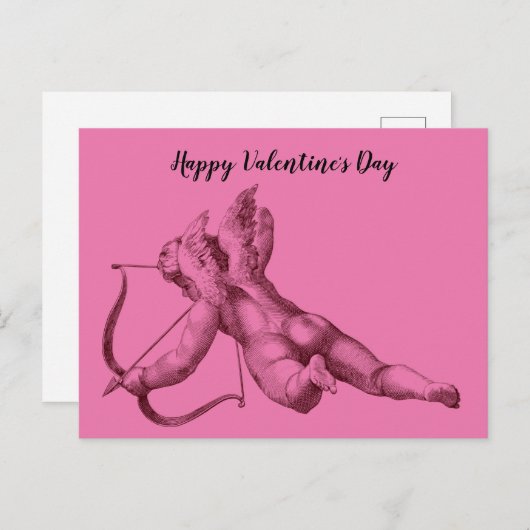 Cupido de engel in roze Valentijnsdag Kaart (Voorkant / Achterkant)