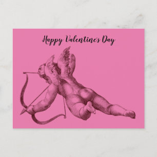 Cupido de engel in roze Valentijnsdag Kaart