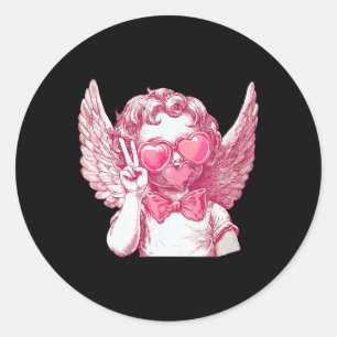 Cupido die bellen blaast Hart singles Valentijnsda Ronde Sticker
