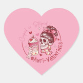Cupido domme schedel harten anti Valentijn Hart Sticker (Voorkant)