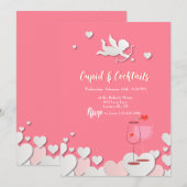 Cupido en Cocktails Party Uitnodigingen (Voorkant / Achterkant)