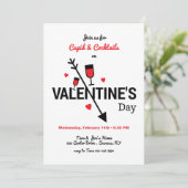 Cupido en Cocktails Valentijnsdag Kaart (Staand voorkant)