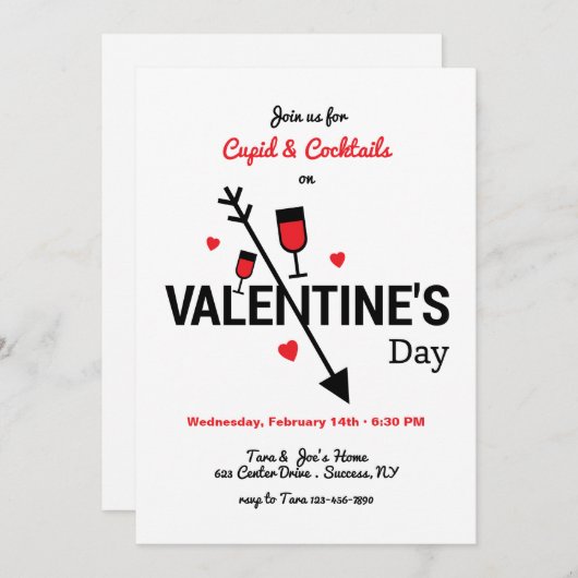 Cupido en Cocktails Valentijnsdag Kaart (Voorkant / Achterkant)