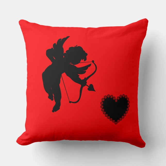 Cupido en Hart Silhouet "hou van je" Sierkussen (Voorkant)