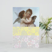 Cupido en Psyche als Kinderen geel wit Briefpapier (Staand voorkant)