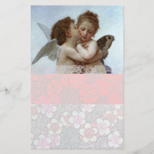Cupido en Psyche als kinderen, roze wit Briefpapier