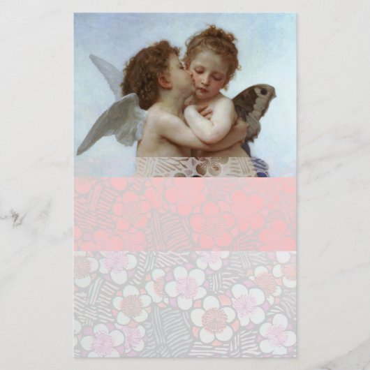 Cupido en Psyche als kinderen, roze wit Briefpapier (Voorkant)