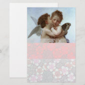 Cupido en Psyche als kinderen, roze wit Briefpapier (Voorkant / Achterkant)