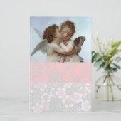 Cupido en Psyche als kinderen, roze wit Briefpapier (Staand voorkant)