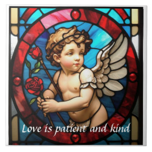 Cupido en Roos Glas in lood Keramische Trivet Tegeltje