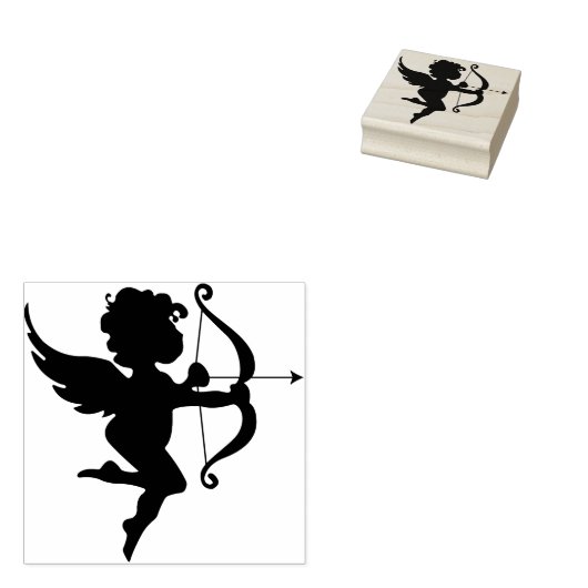 Cupido engel silhouet kunst stempel (Gestempeld)