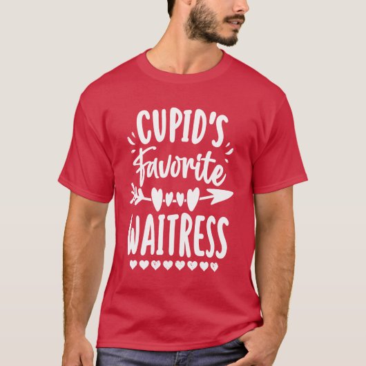 Cupido Favoriete serveerster Romance Koppels Manne T-shirt (Voorkant)