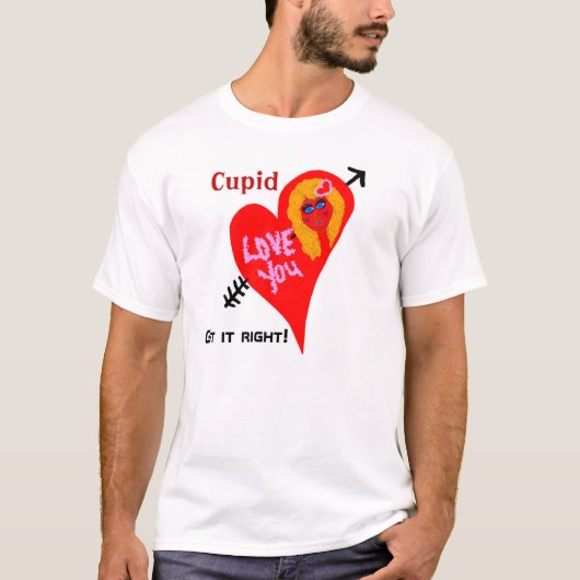 Cupido Get it Right Red Heart Blonde Girl Arrow T-shirt (Voorkant)