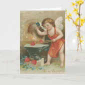 Cupido hart aambeeld Vergeet-me-niet Kaart (Gele Bloem)