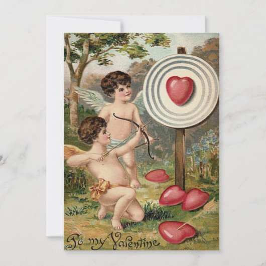 Cupido Hart Boog Pijl Doel Trouw Uitnodiging (Voorkant)