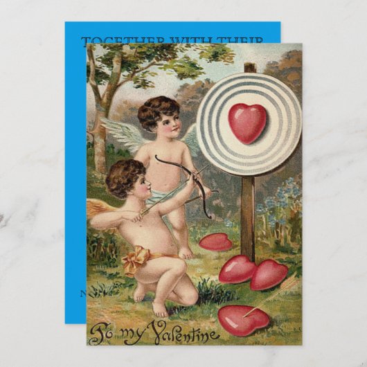 Cupido Hart Boog Pijl Doel Trouw Uitnodiging (Voorkant / Achterkant)