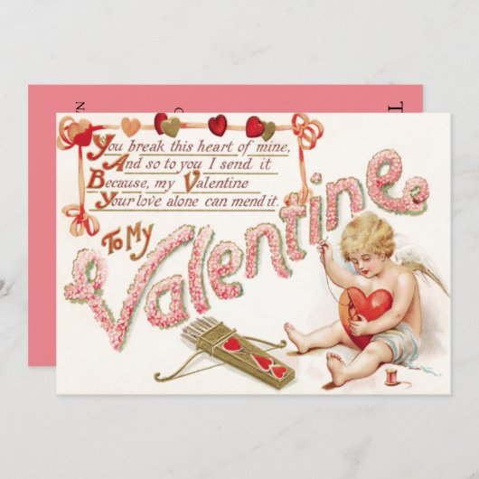 Cupido hart boog pijl Mend bruiloft uitnodiging (Voorkant / Achterkant)