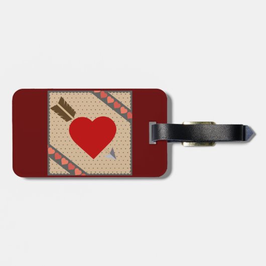 Cupido Hart met Pijl Romantische Valentijnse Patro Bagagelabel (Achterkant horizontaal)