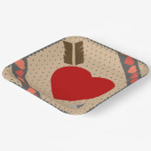 Cupido Hart met Pijl Romantische Valentijnse Patro Papieren Bordje (Gebogen)