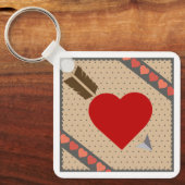 Cupido Hart met Pijl Romantische Valentijnse Patro Sleutelhanger (Voorkant)