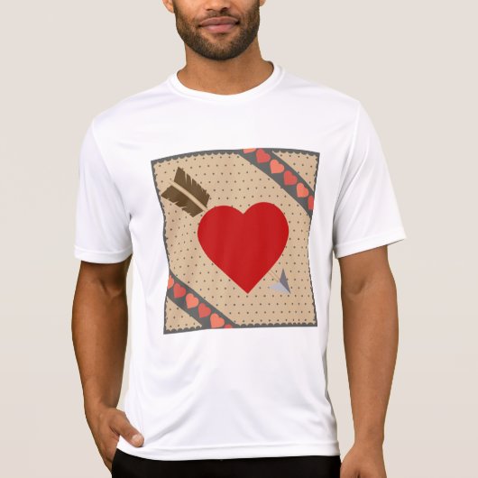 Cupido Hart met Pijl Romantische Valentijnse Patro T-shirt (Voorkant)