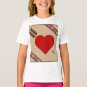 Cupido Hart met Pijl Romantische Valentijnse Patro T-shirt (Voorkant)