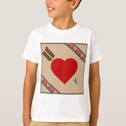 Cupido Hart met Pijl Romantische Valentijnse Patro T-shirt (Voorkant)