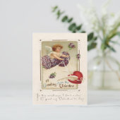 Cupido hart Paarse Vergeet mij niet Briefkaart (Staand voorkant)