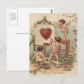 Cupido Hart Schilderen Rozen Roos Briefkaart (Voorkant / Achterkant)