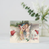 Cupido Hart Sneeuw Cherubijn Engel Briefkaart (Staand voorkant)