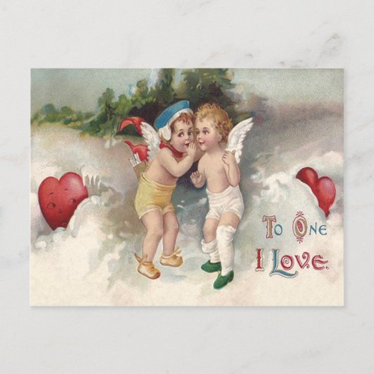 Cupido Hart Sneeuw Cherubijn Engel Briefkaart (Voorkant)