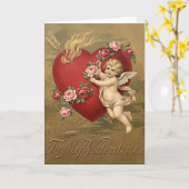 Cupido Hart Valentijnkaart Kaart (Gele Bloem)