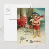 Cupido Hart Vastgebonden Boom Briefkaart (Voorkant / Achterkant)