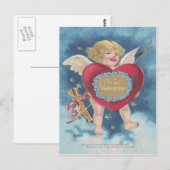 Cupido Heart Bow Arrow Sterren Wolken Hemelen Briefkaart (Voorkant / Achterkant)