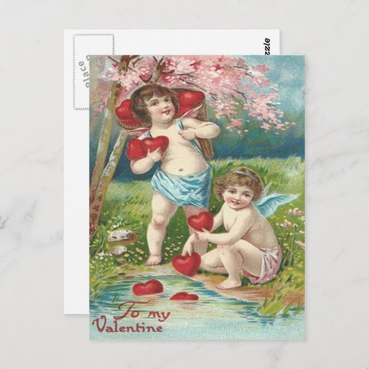 Cupido Heart Tree Pond Briefkaart (Voorkant / Achterkant)