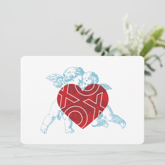 Cupido houdt van Valentijn Kaart. Aankondiging (Staand voorkant)