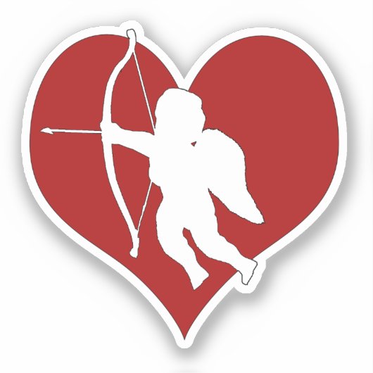Cupido in een hart  sticker (Voorkant)