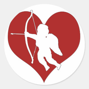 Cupido in een hart (voeg Jouw tekst toe) Ronde Sticker