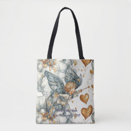Cupido in wolken en harten tote bag