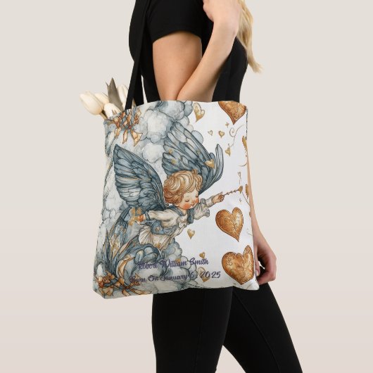 Cupido in wolken en harten tote bag (Dichtbij)