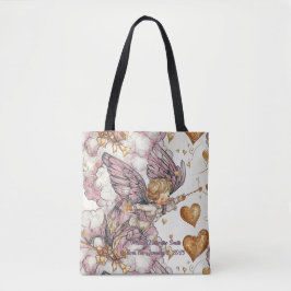 Cupido in wolken met harten tote bag