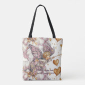 Cupido in wolken met harten tote bag (Achterkant)