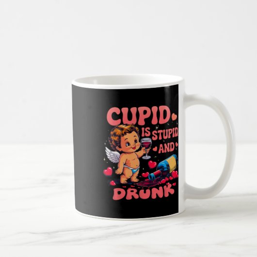 Cupido is dom en Drink grappig anti-valentijns d Koffiemok (Rechts)