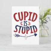 Cupido is een stomme anti-Valentijnsdag single Feestdagenkaart (Staand voorkant)