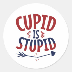 Cupido is een stomme anti-Valentijnsdag single Ronde Sticker