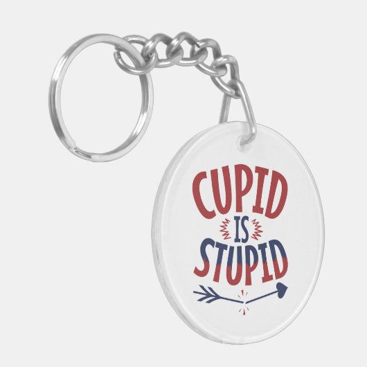 Cupido is een stomme anti-Valentijnsdag single Sleutelhanger (Voorkant Links)