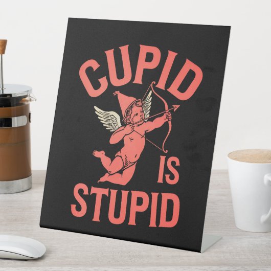 Cupido is stom grappige Valentijnsdag Reclamebord Met Voetstuk (Insitu)