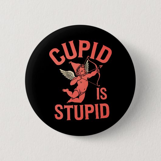 Cupido is stom grappige Valentijnsdag Ronde Button 5,7 Cm (Voorkant)